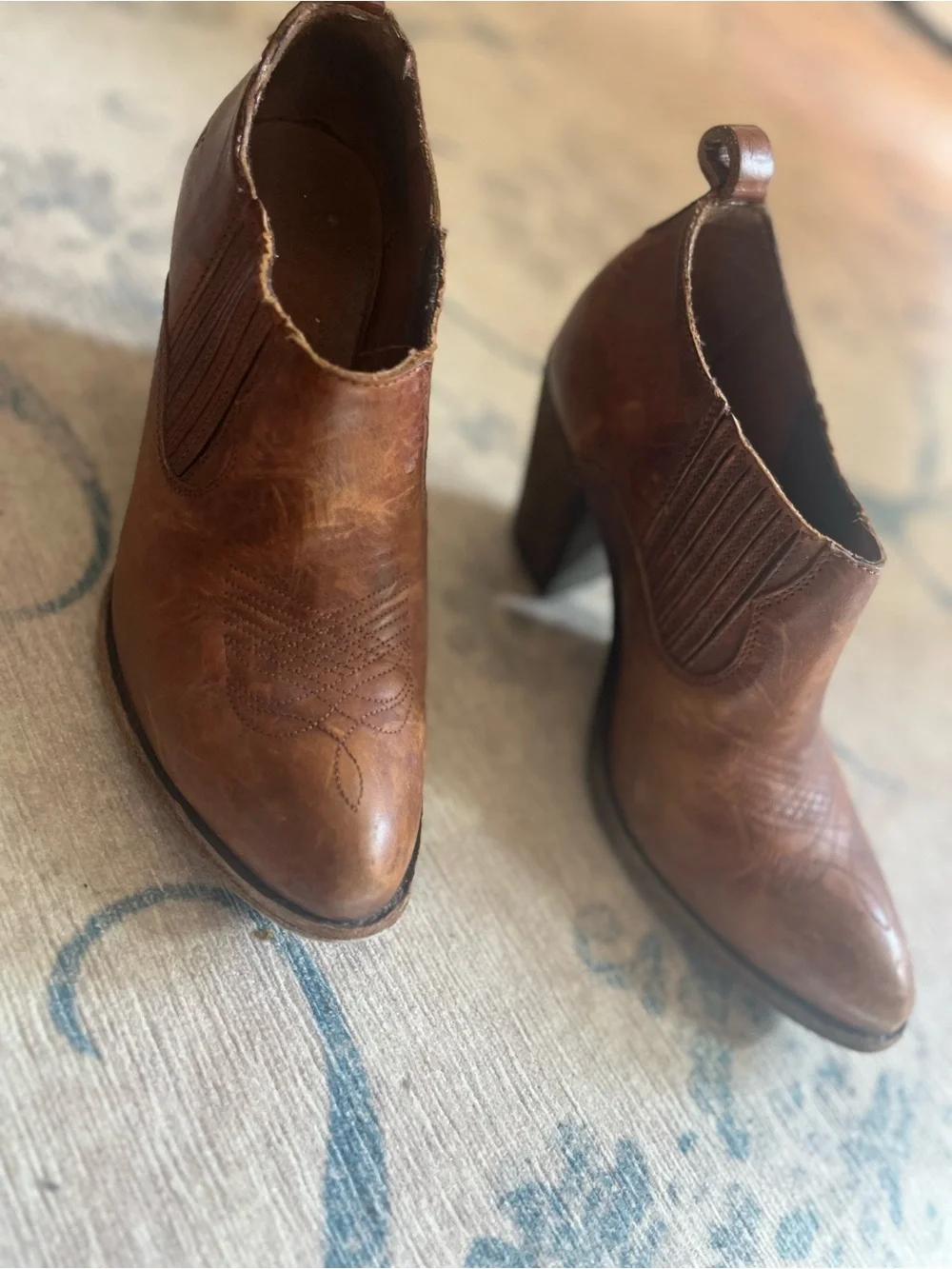 Frye Brown Leather Western Ankle Boots - Picture 4 of 8